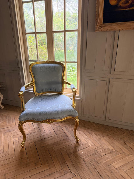 Classic Louis XV fauteuil in damask~