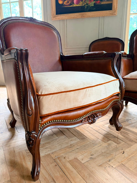 Louis XV Bergère in deep walnut~