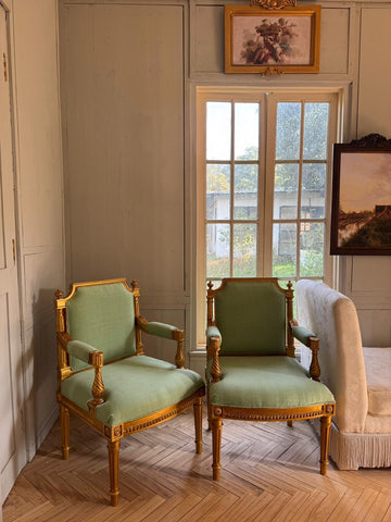 Louis XVI chair with intricate molding~