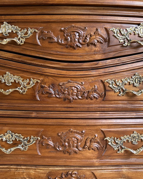 Classic Louis XV commode with custom rococo hardware