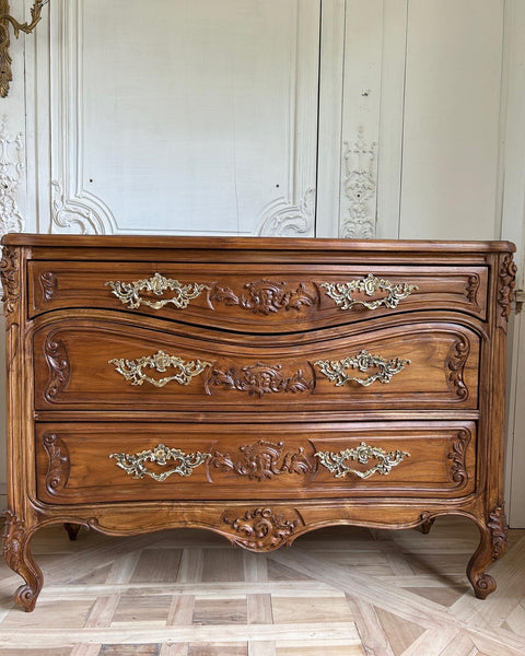 Classic Louis XV commode with custom rococo hardware