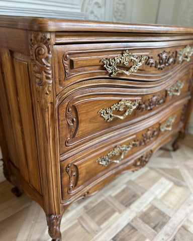 Classic Louis XV commode with custom rococo hardware