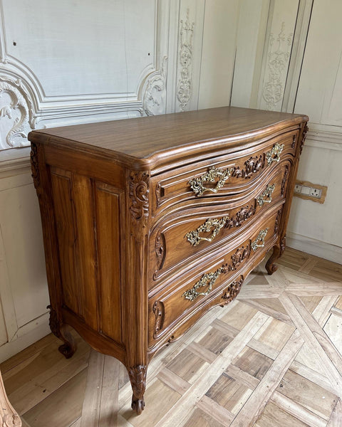 Classic Louis XV commode with custom rococo hardware