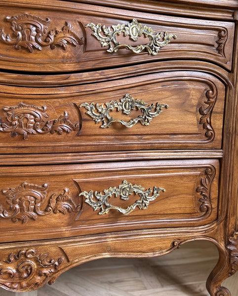 Classic Louis XV commode with custom rococo hardware