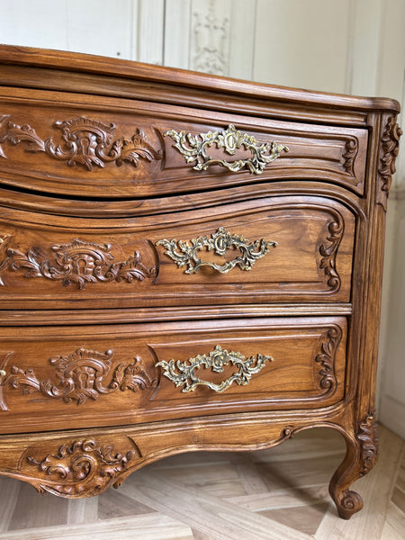 Classic Louis XV commode with custom rococo hardware