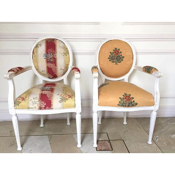 Chair iconised by Louis XVI, armchair with flat point legs