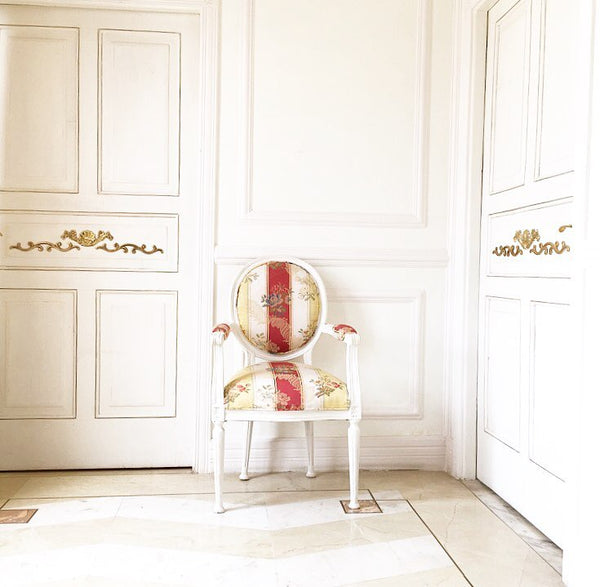 Chair iconised by Louis XVI, armchair with flat point legs