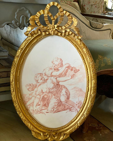 Belle Epoque style oval frame with bow