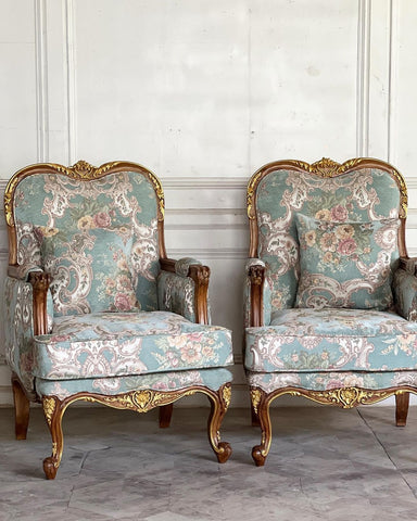 Louis XV armchairs with rococo details