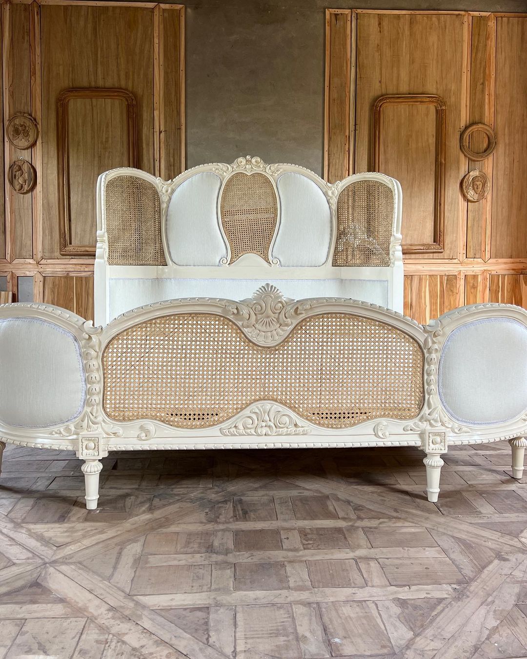 Transitional bed with exuberant swags