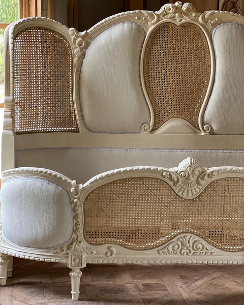 Transitional bed with exuberant swags