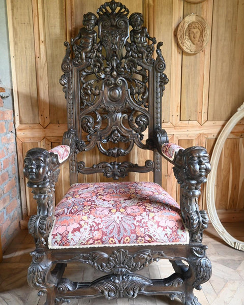 Renaissance revival style throne chair