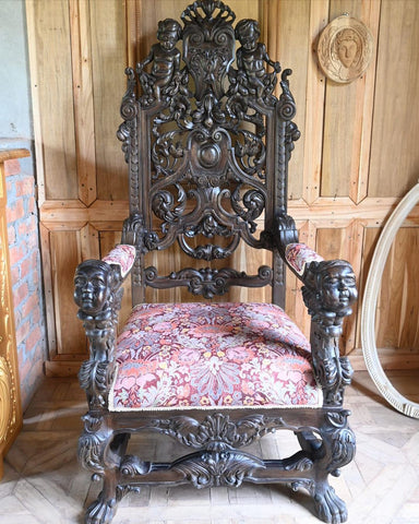 Renaissance revival style throne chair
