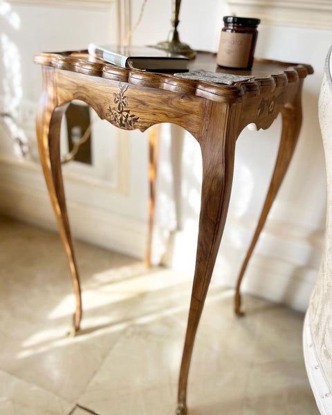 Sleek Louis XV side tables with elegant marquetry