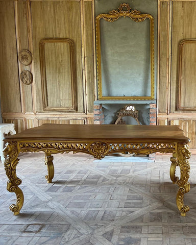 Baroque dining table with lion legs