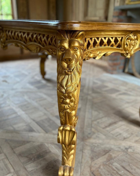 Baroque dining table with lion legs