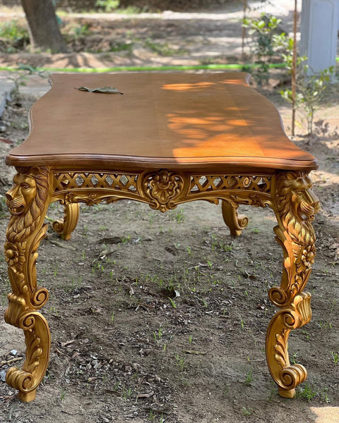 Baroque dining table with lion legs