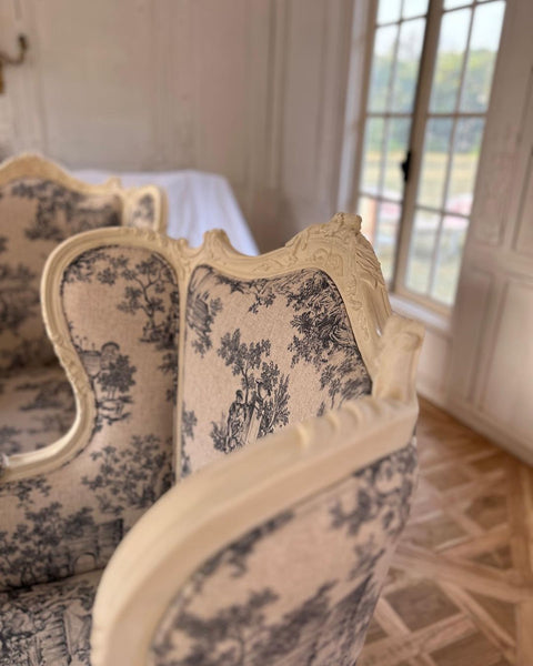 Wing chairs inspired by Louis XV