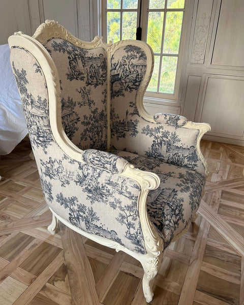 Wing chairs inspired by Louis XV