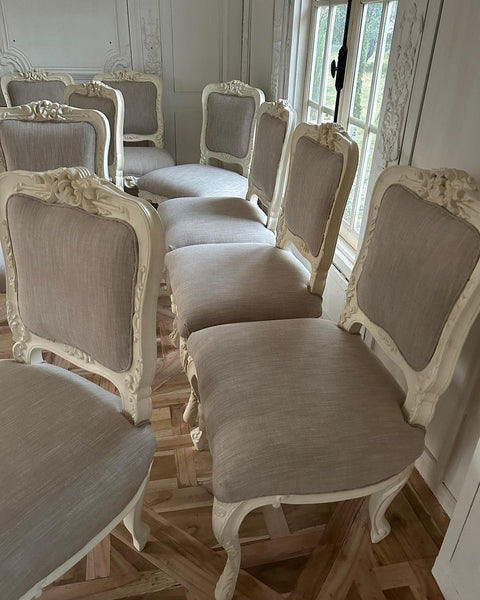 Rococo dining side chairs with intense carvings