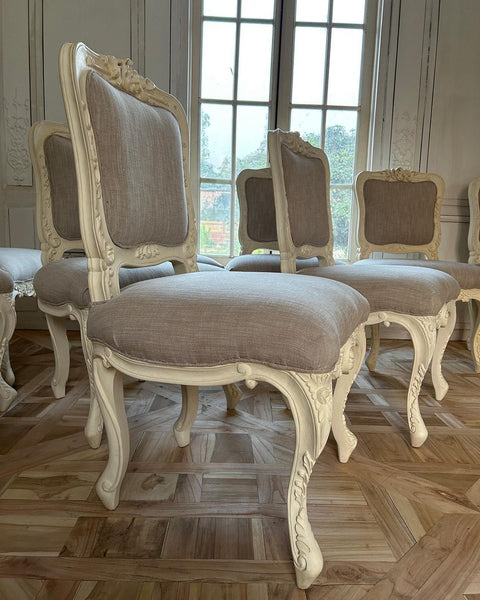 Rococo dining side chairs with intense carvings