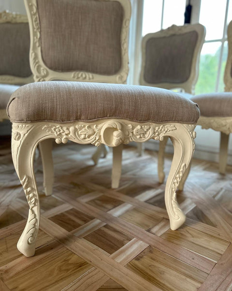 Rococo dining side chairs with intense carvings