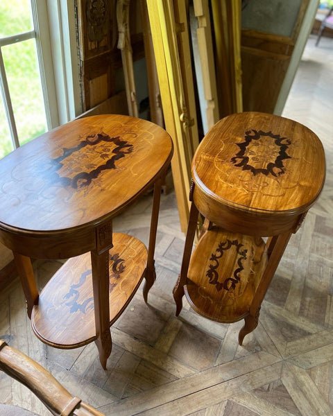 Side tables with exceptional marquetry~