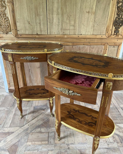 Side tables with exceptional marquetry~