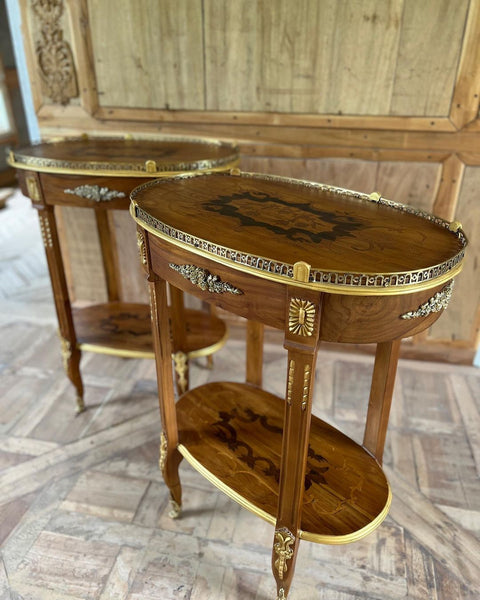 Side tables with exceptional marquetry~