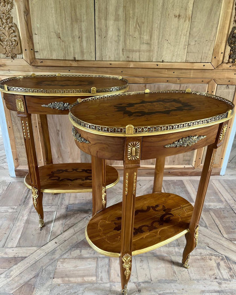 Side tables with exceptional marquetry~