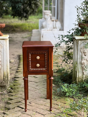 Louis XVI side table / nightstand of subtle country features