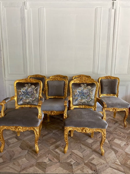 Rococo dining chairs with intense carvings