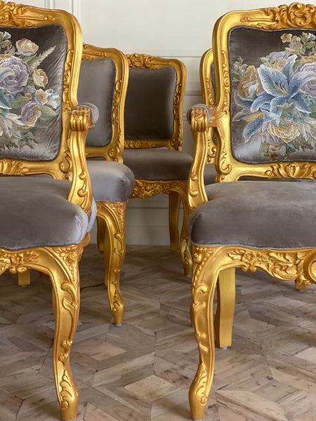 Rococo dining chairs with intense carvings