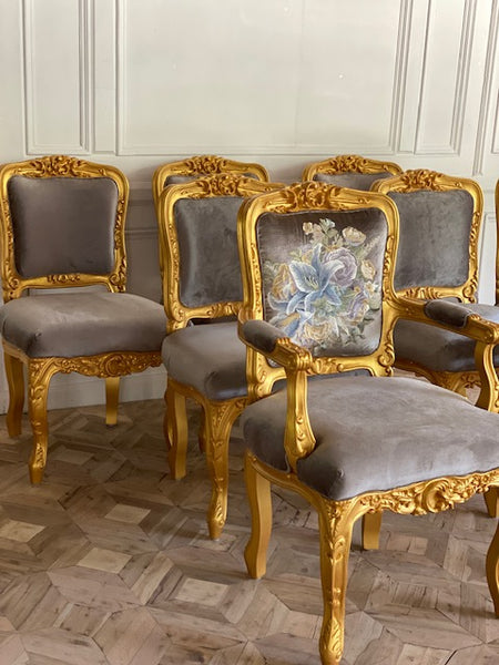 Rococo dining chairs with intense carvings