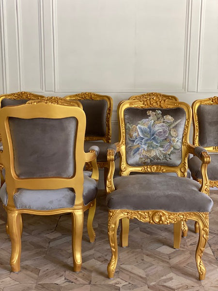 Rococo dining chairs with intense carvings