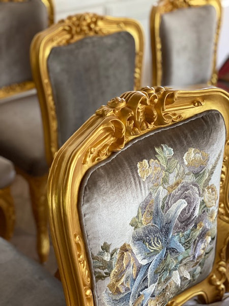 Rococo dining chairs with intense carvings