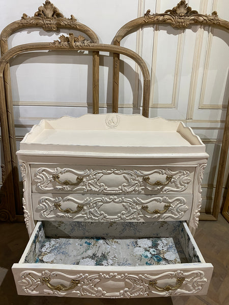 Louis XV commode customised as a changing station