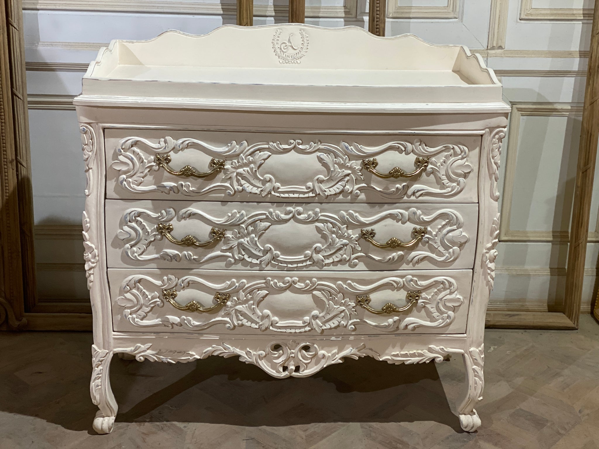 Louis XV commode customised as a changing station