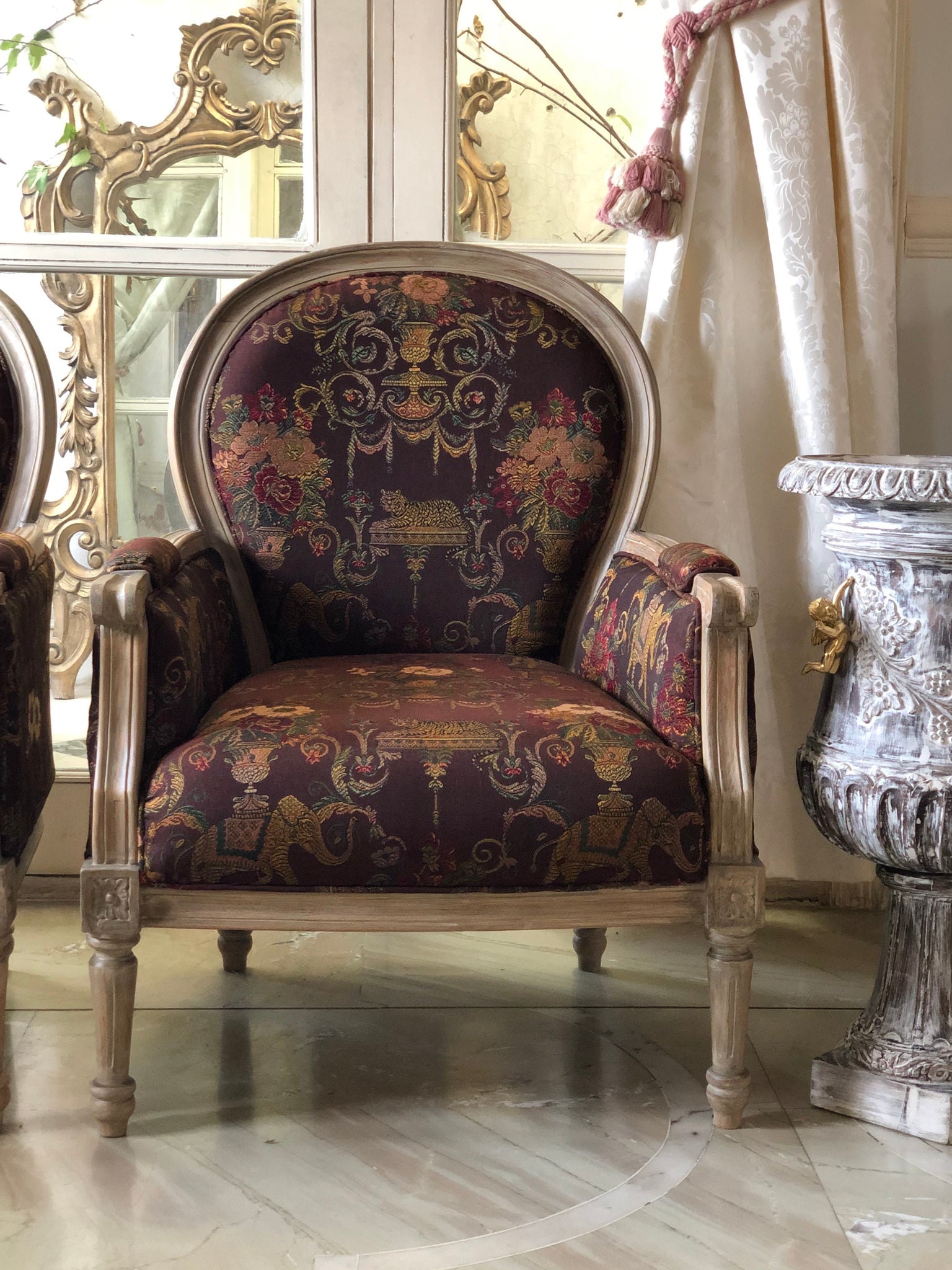 Louis XVI fauteuil / armchair with needle point feet