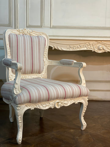 Chair inspired by Louis XV fauteuil with deep rococo sensibilities