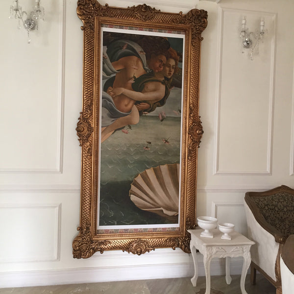 Frames of oversized proportions and rococo elements inspired by Louis XV