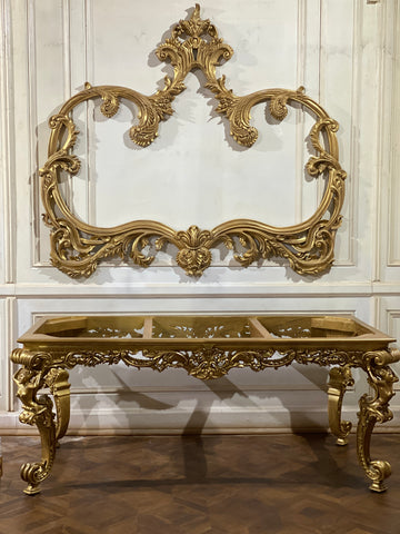 Dining table inspired by Louis XIV antiquity with caryatids.