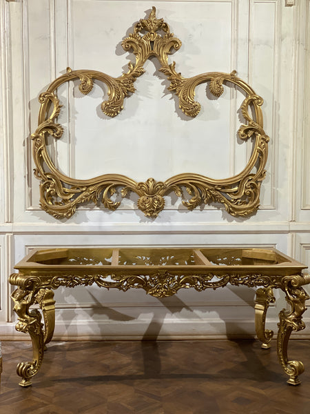 Dining table inspired by Louis XIV antiquity with caryatids.