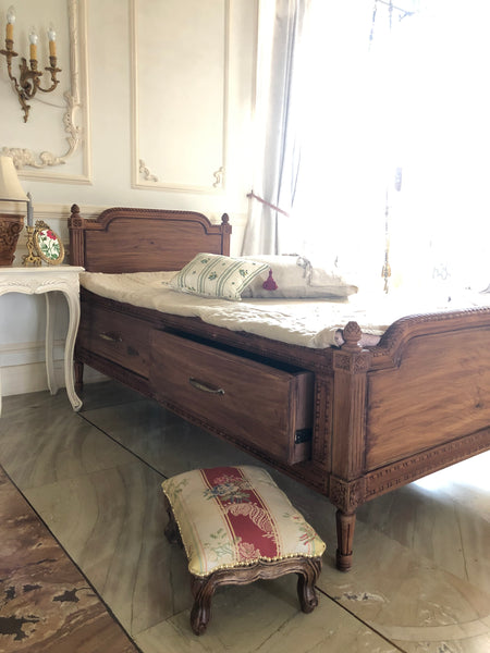 Louis XVI quintessential bed in Provençal finish