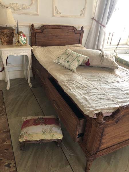 Louis XVI quintessential bed in Provençal finish