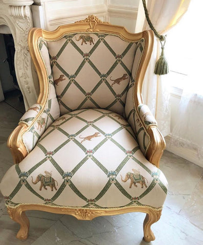 French wing back chair