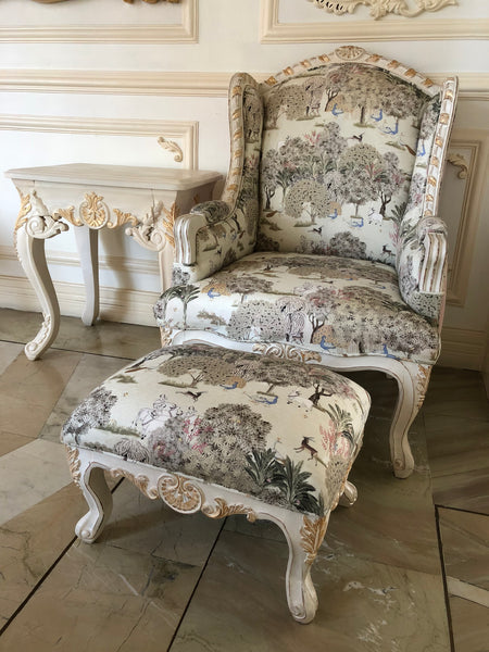 Upholstered wing chair of Louis XV elegance~