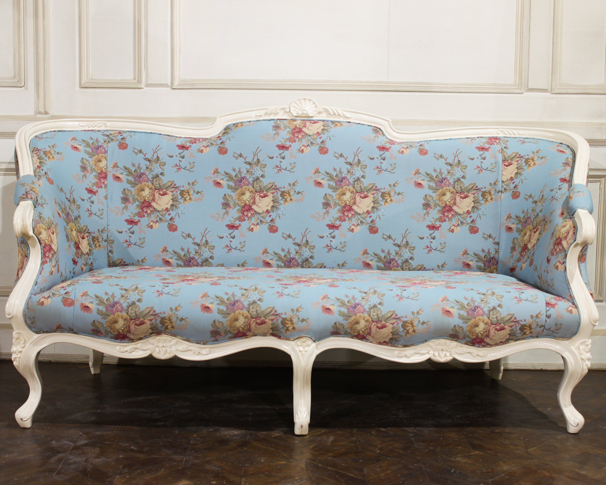 Sofa with raised back of Louis XV essence
