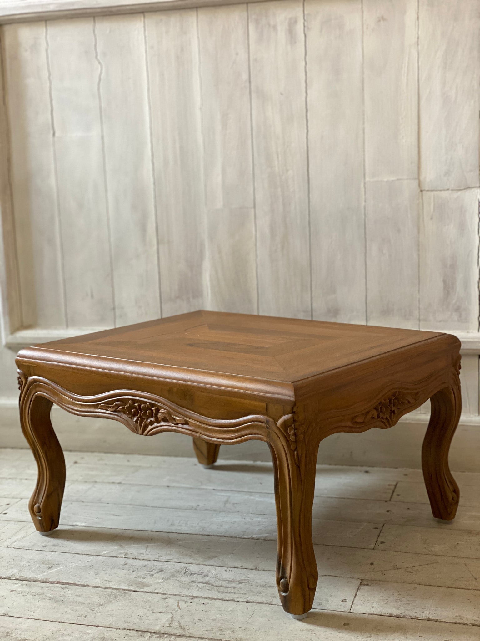 Classic Louis XV footstool with parquet top