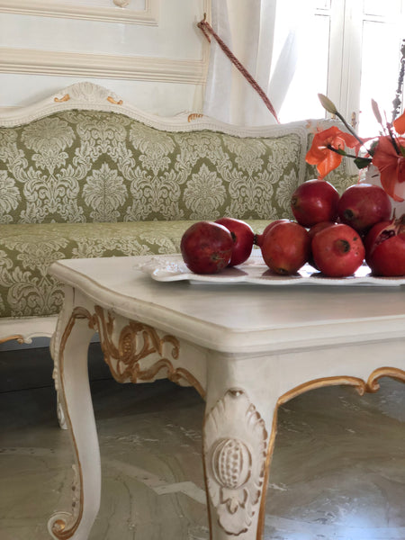 Sofa inspired by Louis XV with serpentine carved back